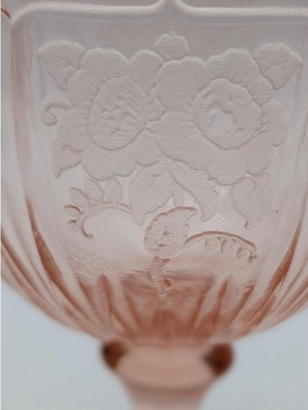 Anchor Hocking Mayfair Pink Rose Depression glass Goblets - vintage Set of 5 - Picture 4 of 4